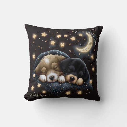Sweet Dreams Niedlich Design Welpe Personalisiert  Kissen (Vorderseite)
