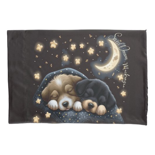 Sweet Dreams Niedlich Design Welpe Personalisiert  Kissenbezug (Vorderseite)