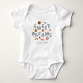 Sweet Dreams Niedlich Moon Stars Personalisierter Baby Strampler (Vorderseite)