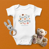 Sweet Dreams Niedlich Moon Stars Personalisierter  Baby Strampler