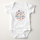 Sweet Dreams Niedlich Moon Stars Personalisierter Baby Strampler (Vorderseite)