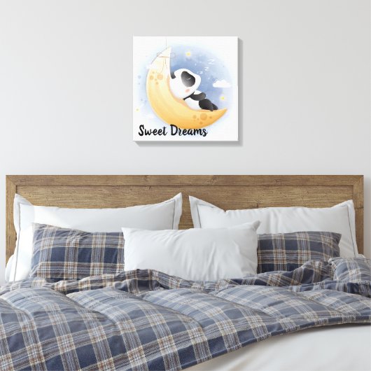 Sweet Dreams Panda Bear Canvas Print Leinwanddruck (Insitu (Schlafzimmer))