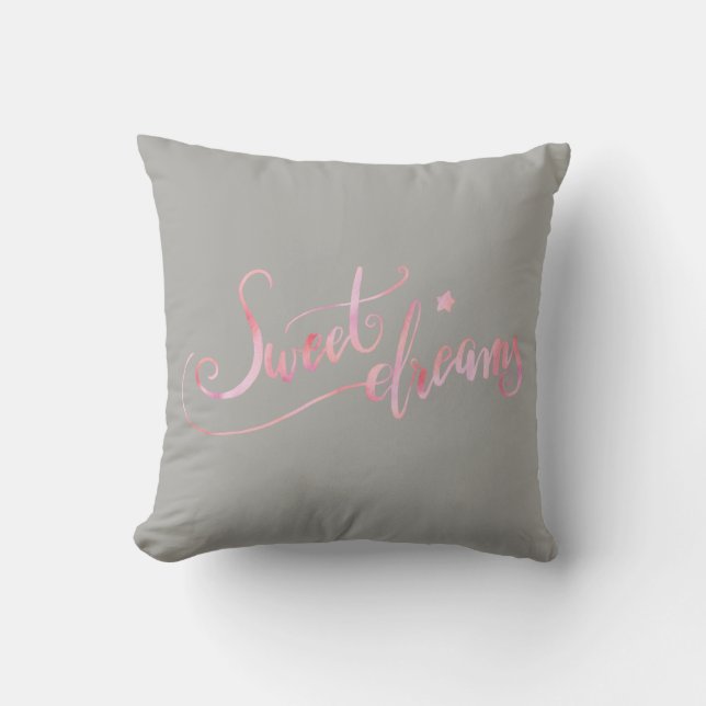 Sweet Dreams Pink Gray Kissen (Vorderseite)