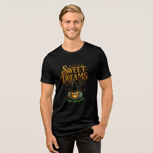 Sweet Dreams Pumpkin Witch Art Tri-Blend Shirt (Vorderseite voll)