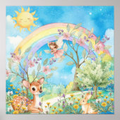 Sweet Dreams Rainbow Deer & Rabbit Nursery Poster (Vorne)