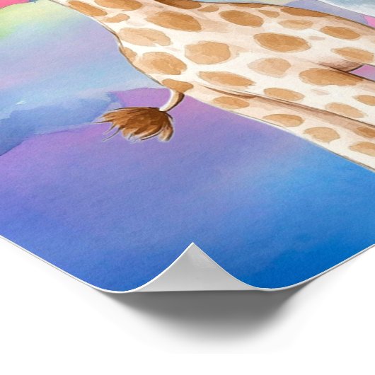Sweet Dreams Rainbow Elephant & Giraffe Nursery  Poster (Ecke)