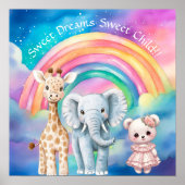 Sweet Dreams Rainbow Elephant & Giraffe Nursery  Poster (Vorne)