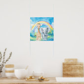 Sweet Dreams Rainbow Elephant & Giraffe Nursery Poster (Küche)