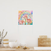 Sweet Dreams Rainbow Pink Dinosaurs Nursery Poster (Küche)