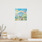 Sweet Dreams Rainbow Raccoon & Rabbits Nursery Poster (Küche)