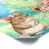 Sweet Dreams Rainbow Sleepy Bear & Mice Nursery  Poster (Ecke)