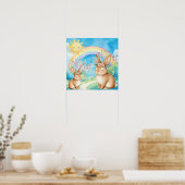 Sweet Dreams Rainbow Sleepy Rabbits Nursery  Poster (Küche)