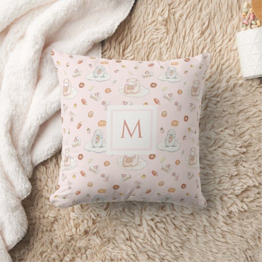 Sweet Dreams Sheep Dessert Muster Pink Monogram Kissen (Decke)