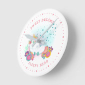 Sweet Dreams Sleepy Head Einhorn Rosa Weiße Minute Runde Wanduhr (Winkel)