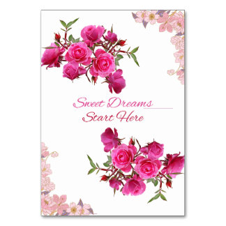 Sweet Dreams starten hier Rose Table Card Tischnummer