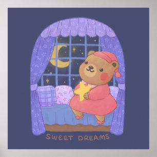 Sweet Dreams: Teddy Bären Illustration Poster