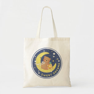 Sweet Dreams: Teddy Bear & Honey Illustration Tragetasche