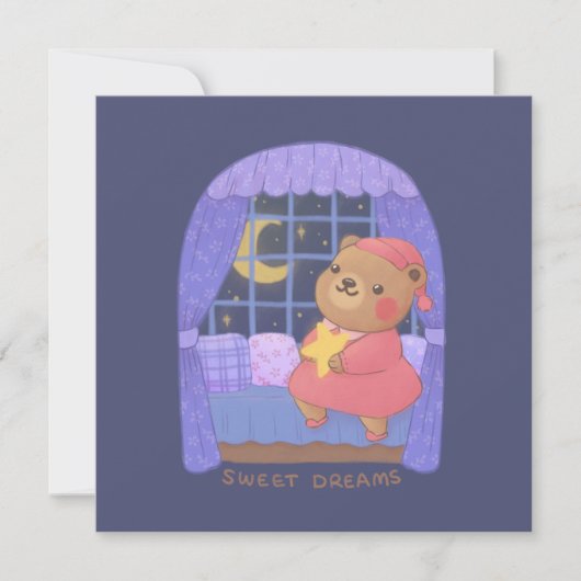 Sweet Dreams: Teddy Bear Illustration Dankeskarte (Vorderseite)