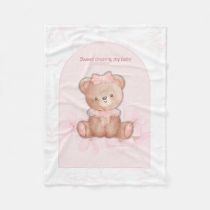 Sweet Dreams Teddy Bear Print Baby Girl Kinderzi Fleecedecke