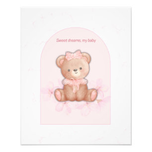 Sweet Dreams Teddy Bear Print Baby Girl Kinderzi Fotodruck