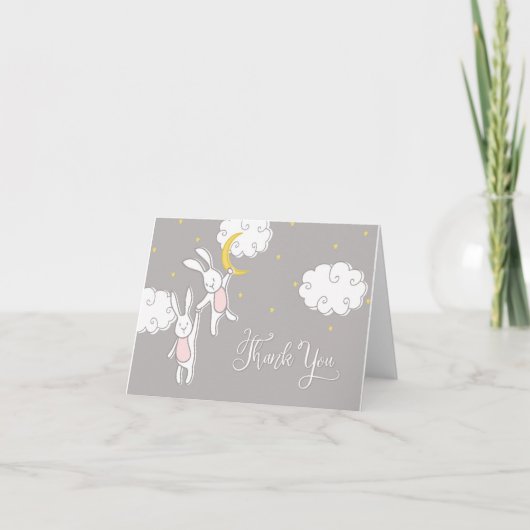 Sweet Dreams Twin Bunny Danke Karte (Vorderseite)