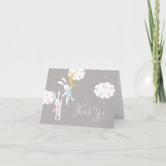 Sweet Dreams Twin Bunny Danke Karte (Vorderseite)