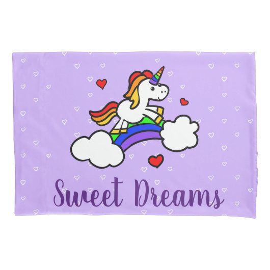 Sweet Dreams Unicorn Lilac Herzpillowcase Kissenbezug (Vorderseite)