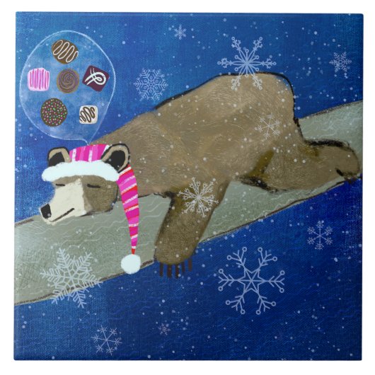 Sweet Dreams Winter Bear Keramik Küche Tile Fliese (Vorderseite)