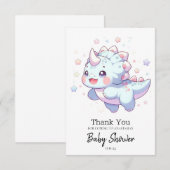 Sweet Dreamy Dinosaur Baby Dusche Dankeskarte (Vorne/Hinten)