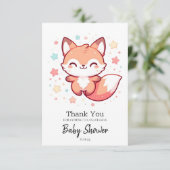 Sweet Dreamy Fox Baby Dusche Dankeskarte (Stehend Vorderseite)