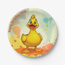 Sweet Duck Birthday Plate - Personalisierter Name Pappteller
