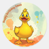 Sweet Duck Birthday Runder Aufkleber (Vorderseite)
