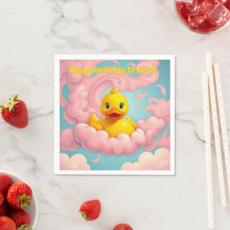 Sweet Duckling auf Pink Clouds Party Napkins Serviette