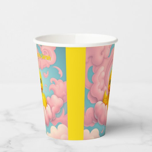 Sweet Duckling on Pink Clouds Hot Drinks Cups Pappbecher (Links)
