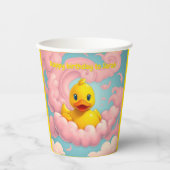 Sweet Duckling on Pink Clouds Hot Drinks Cups Pappbecher (Vorderseite)