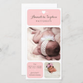 Sweet Duet Foto Baby Girl Geburtserklärung Ankündigung (Vorne/Hinten)