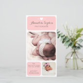 Sweet Duet Foto Baby Girl Geburtserklärung Ankündigung (Stehend Vorderseite)