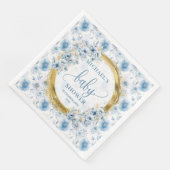 Sweet Dusty Blue Gold Baby Dusche Napkins Serviette (Ecke)