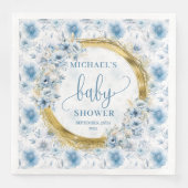Sweet Dusty Blue Gold Baby Dusche Napkins Serviette (Vorderseite)
