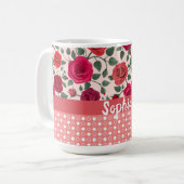 Sweet Dusty Pink Roses Personalisiert Kaffeetasse (Vorderseite Links)