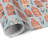 Sweet Dutch Houses Wrapping Paper Geschenkpapier (Rolleneckpunkt)