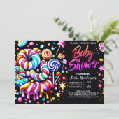 Sweet Editable Candy Wonderland Babydusche Einladung (Stehend Vorderseite)