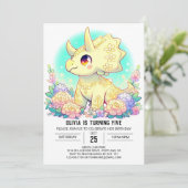 Sweet Editable Dinosaur Digital Geburtstag Einladung (Stehend Vorderseite)