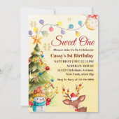 Sweet Ein Winterurlaub 1. Geburtstag Party Einladung (Vorderseite)