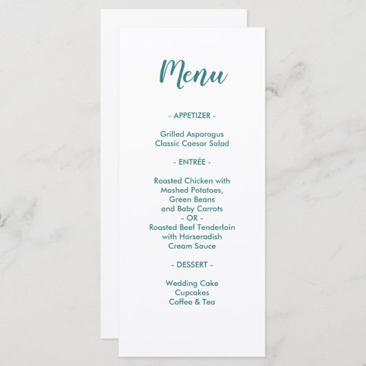 Sweet Elegant bedeutet Niedlich Hochzeitsessen zu  Menükarte (Vorne/Hinten)