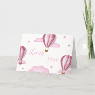 Sweet Elegant Hot Air Ballon Girl Baby Shower Dankeskarte