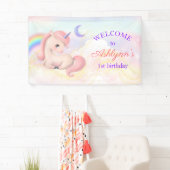 Sweet Elegant Pink Unicorn Rainbow Birthday Banner (Insitu)