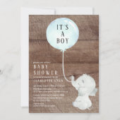Sweet Elephant Baby Boys Dusche Einladung (Vorderseite)