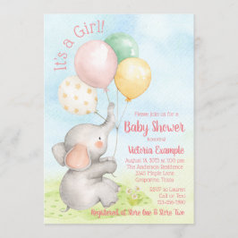 Sweet Elephant Baby Girl Shower Einladungen