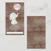 Sweet Elephant Baby Shower Diaper Raffle Ticket Begleitkarte (Vorne/Hinten)